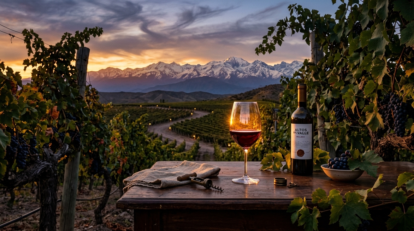 Luxury wine estate with Andes mountains backdrop